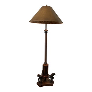 Theodore Alexander Hand Made Floor Lamp in Wood and Bronze Finish For Sale