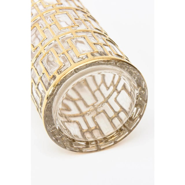 Vintage 1960's Imperial Glass Shoju Screen Trellis 22 Carat Gold Plated Over Clear Vase or Martini Vessel For Sale - Image 10 of 13