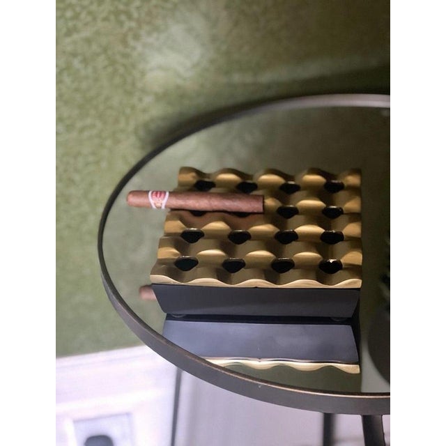 Black and Gold Sculptural Cigar Ashtray with Brass-Tone Finish For Sale - Image 9 of 13
