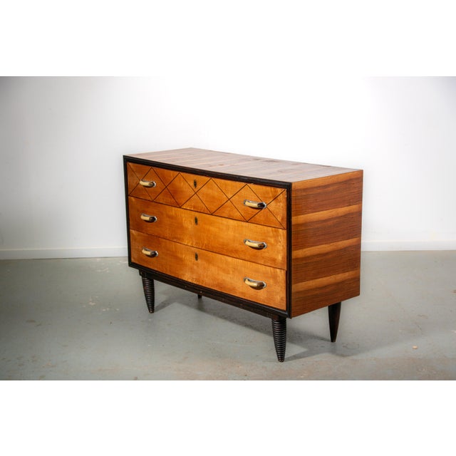 Italian Chest of Drawers in Teak with Faux Bone Handles, 1940 For Sale - Image 13 of 18