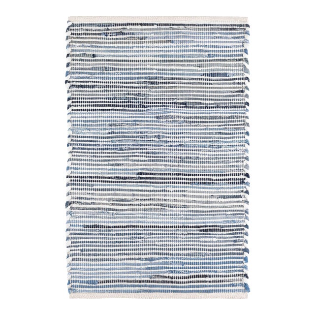 Dash & Albert by Annie Selke Denim Rag Ribbed Woven Cotton Rug, 8' 6" x 11' 6" For Sale