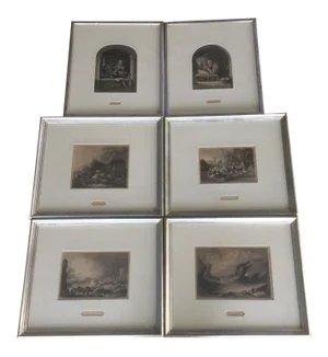 1920s Antique Nature Scene Framed Engravings - Set of 6