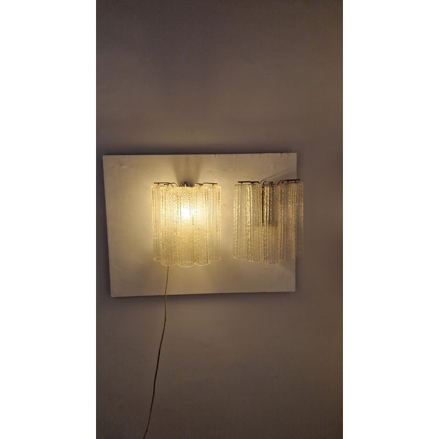 Vintage Wall Lamps in Iron with Cylindrical Murano Glass Pendants, 1960s, Set of 2 For Sale - Image 11 of 14
