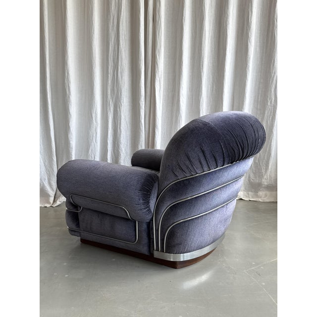 Space Age Velvet and Chrome Lounge Chair attributed to Adriano Piazzesi, Italy, 1960s For Sale - Image 6 of 15