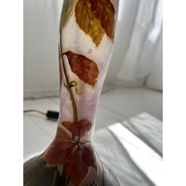 Legras France Large Art Nouveau Table Lamp in Art Glass, Early 20th Century For Sale In New York - Image 6 of 8