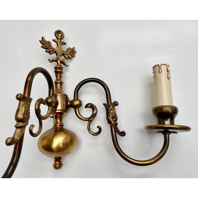 Vintage Brass Double-Headed Eagle Sconces, 1970s, Set of 2 For Sale - Image 4 of 7