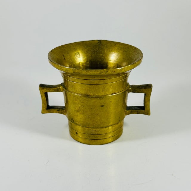 ANTIQUE APOTHECARY 19TH CENTURY RUSSIAN BRASS MORTAR Missing pestle