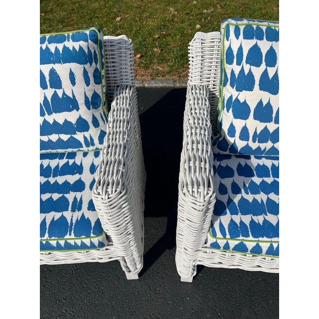 Pair of White Wicker Club Chairs For Sale - Image 17 of 18