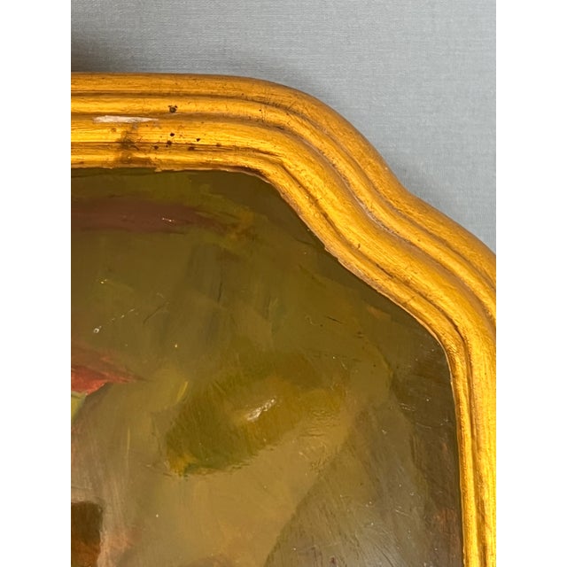 Vintage Handpainted Russian Still Life Lacquered Painting With Gilded Edges For Sale - Image 4 of 12