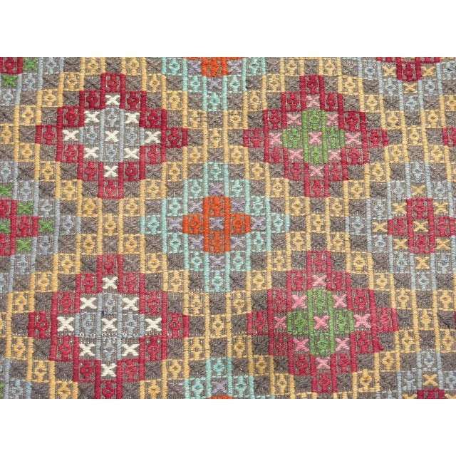 Electric Yellow 1960s Vintage Turkish Handmade Kilim Rug - 75"x111" For Sale - Image 8 of 12