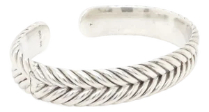 David Yurman Sterling Silver 13mm Chevron Cable Cuff Bracelet