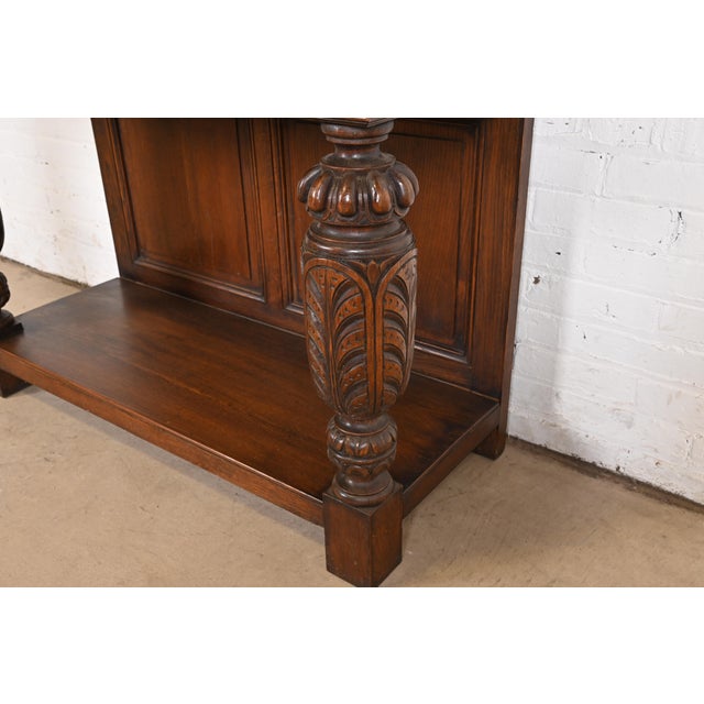 Brown R. J. Horner Style English Jacobean Carved Oak Bar Cabinet, Circa 1900 For Sale - Image 8 of 12