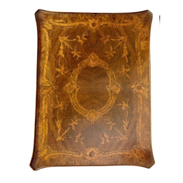French Rare French Marquetry Writing Tables With Leather Pull Out Slides - A Pair For Sale - Image 3 of 8