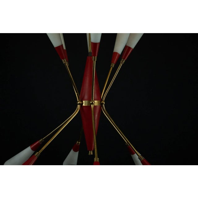 Red Mid-Century Modern Italian Pendant in the style of Stilnovo, 1950s For Sale - Image 8 of 18