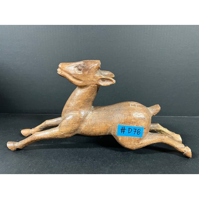 Brown Late 20th Century Carved Wood Deer Sculpture For Sale - Image 8 of 9