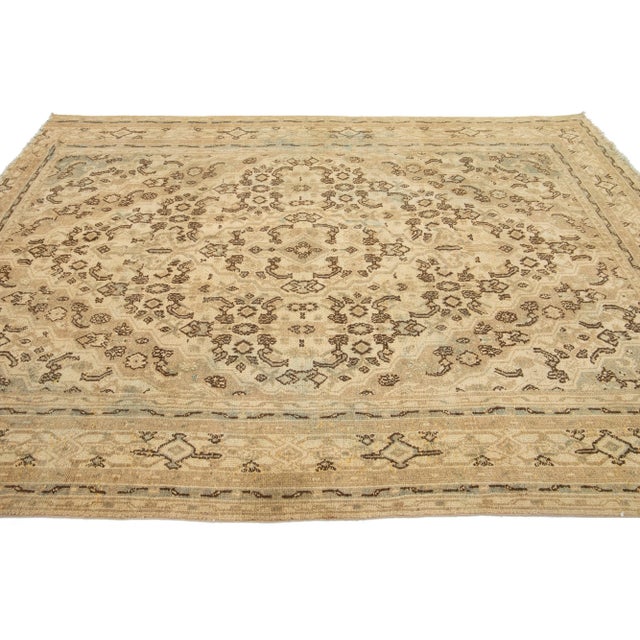 Beige Vintage Hamadan Wool Rug Handmade With Allover Motif For Sale - Image 4 of 7