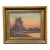 Vintage Signed E. Heaton Oil Painting Landscape Sunset Cottage River For Sale
