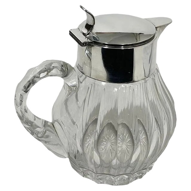 Early 20th Century Silver Mounted Cut-Glass Pitcher from Gebrüder Deyhle, Schwabisch Gmund, 1890s For Sale