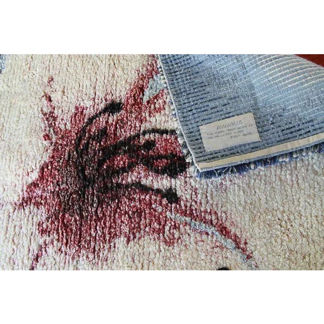 Blue Woven Tapestry Rug by Eleen Auvil Titled 'Amaryllis', 1981 For Sale - Image 8 of 11