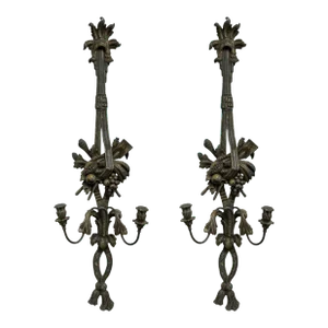 Pair of Antique French Patinated Metal Sconces