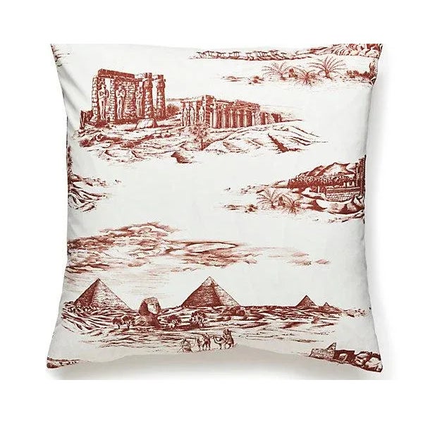 Traditional The House of Scalamandré Cairo Toile Pillow, Red Clay For Sale - Image 3 of 3
