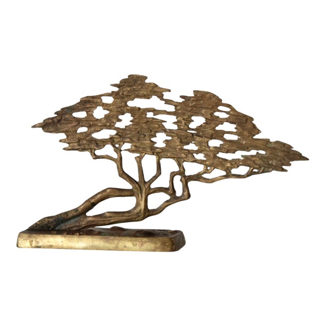 Bijan Style Brass Bonsai Tree Tabletop Sculpture Vintage Mid-Century For Sale