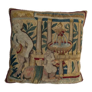 17th Century Brussels Tapestry Pillow Wool and Silk Circa 1600 For Sale