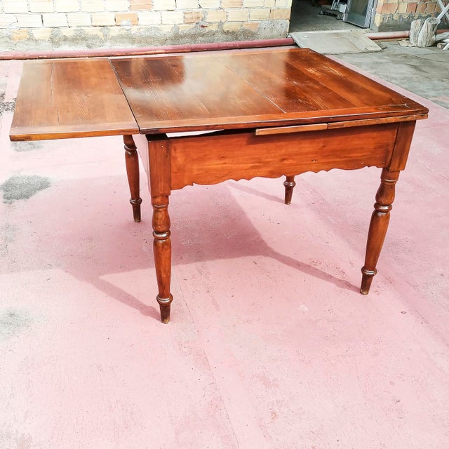 Extendable Pull-Out Table in Solid Fir Wood, Italy, 19th Century For Sale - Image 9 of 17