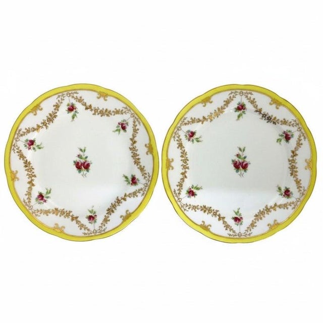 English 14 English Cauldon Ware Floral & Gilt Porcelain Dinner Plates C1920 For Sale - Image 3 of 6