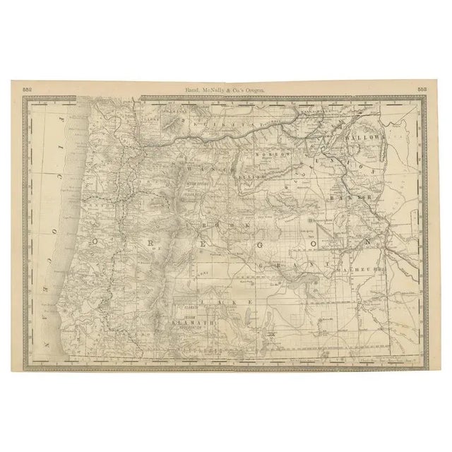 Antique Map of Oregon Railroads with Counties and Native Indian Reservations, 1888 For Sale - Image 10 of 10