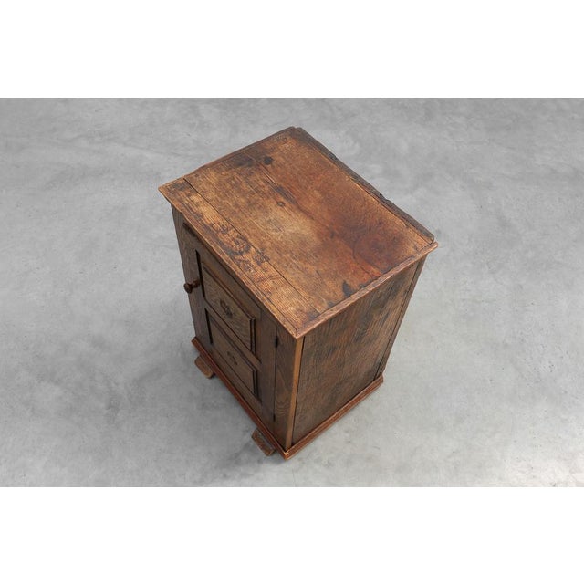 Rustic Oak Cabinet with Geometric Floral Carvings, Belgium , 17th Century For Sale - Image 10 of 13