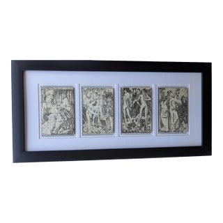 Early 20th Century Mahlon Blaine Framed 4 Print Tribute "Macabre Style" For Sale