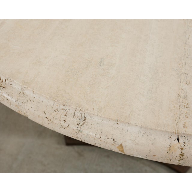 Bronze French Baroque Style Bronze Travertine Garden Dining Table For Sale - Image 8 of 12