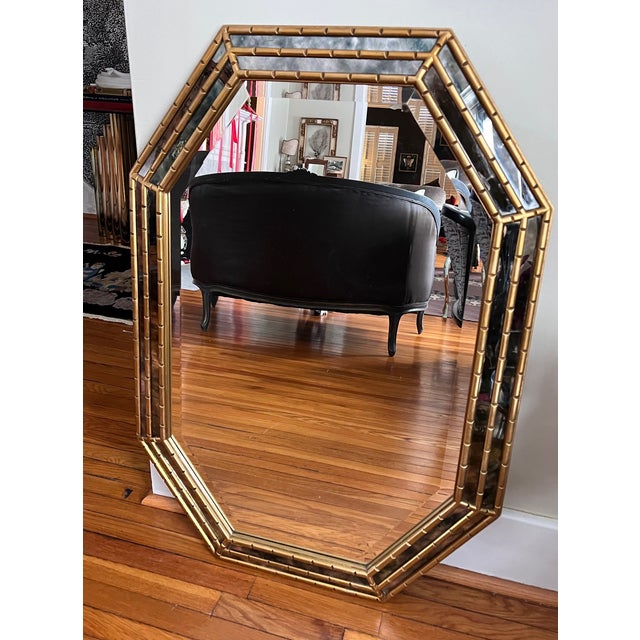 Chinoiserie Bamboo Gold Gilt Mirror in the Style of La Barge For Sale - Image 3 of 8