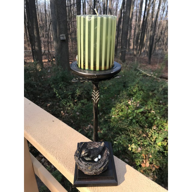 Vintage Bronze Bird in Nest Candleholder For Sale - Image 4 of 9