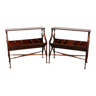 Vintage Traditional Mahogany Book Trough Console Tables - a Pair For Sale