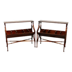 Vintage Traditional Mahogany Book Trough Console Tables - a Pair