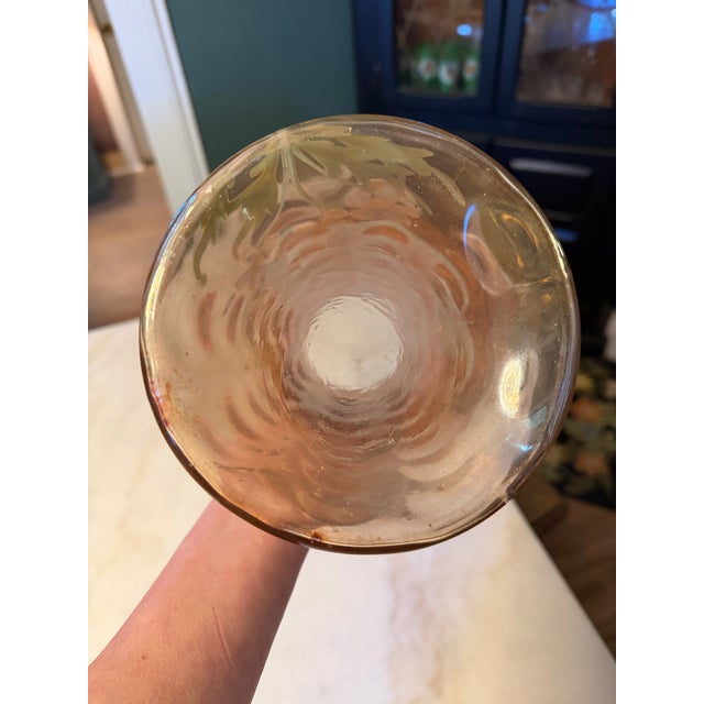 Antique Fenton Carnival Glass Pitcher "Forget-Me-Not" Iridescent Glass Ca. 1912 For Sale - Image 12 of 12