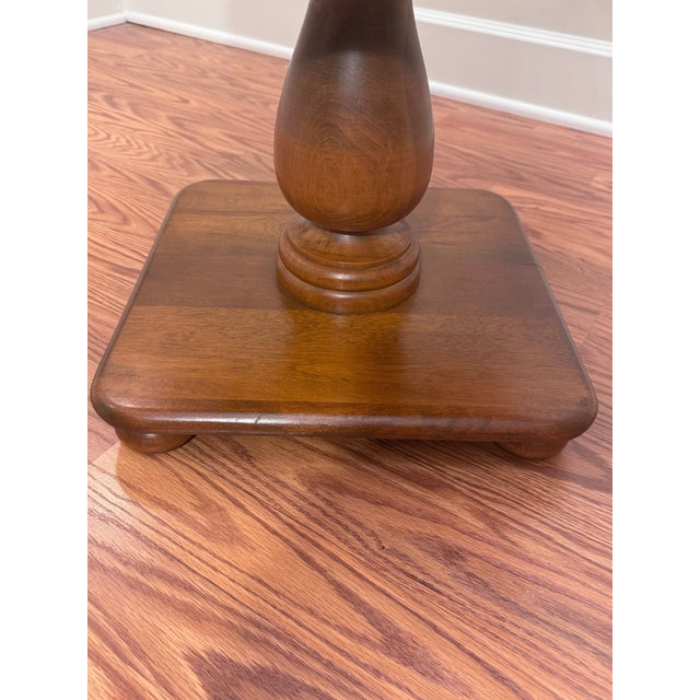 Vintage Ethan Allen Classic Neoclassical Solid Maple & Live Birch Square Pedestal Side Table For Sale - Image 10 of 12