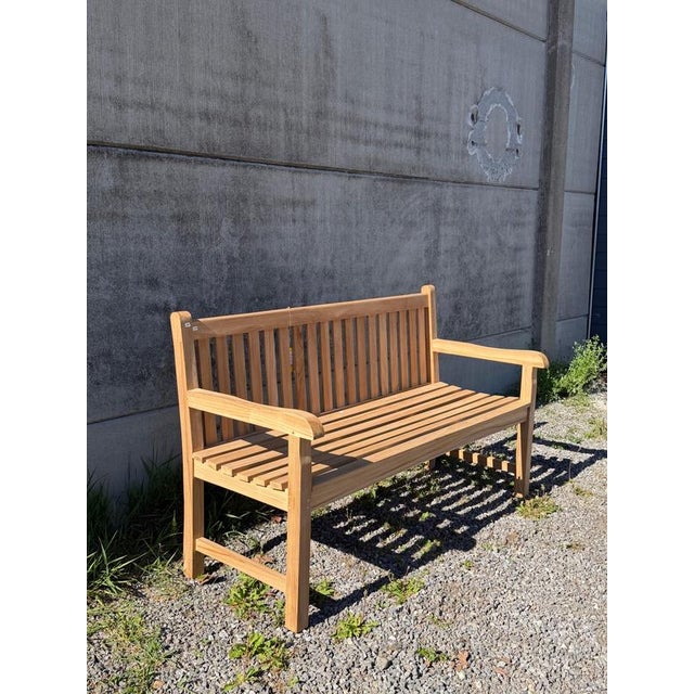 Wood Classic Teak Garden Bench For Sale - Image 7 of 7