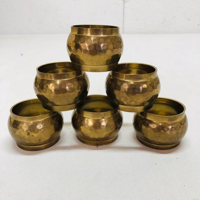 Vintage Hammered Brass Napkin Rings Set of 6 Chairish