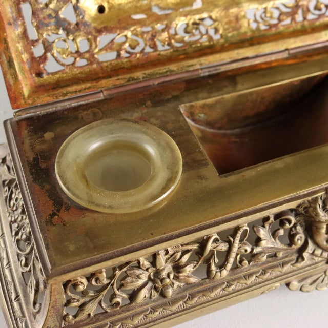 Carved Gilt Bronze Inkwell For Sale - Image 10 of 13
