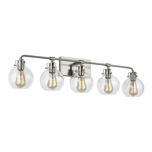 Sean Lavin by Visual Comfort Studio Clara 5-Light Vanity, Satin Nickel For Sale
