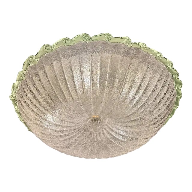 Traditional Italian White Graniglia Budinomurano Glass Flush Mount by Simoeng for Simoeng For Sale