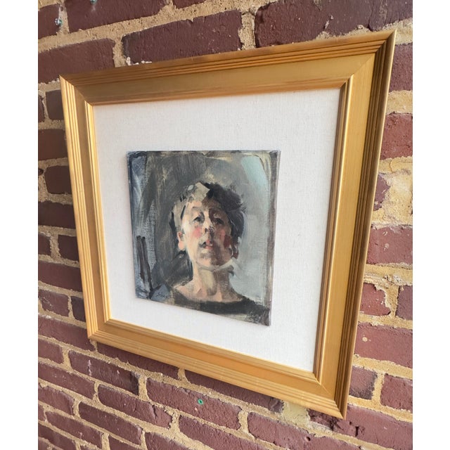 Artist: Maggie Siner (American, b. 1951) Title: Untitled Portrait of Boy Era: ca. 1990s Medium: Oil on Board mounted in...