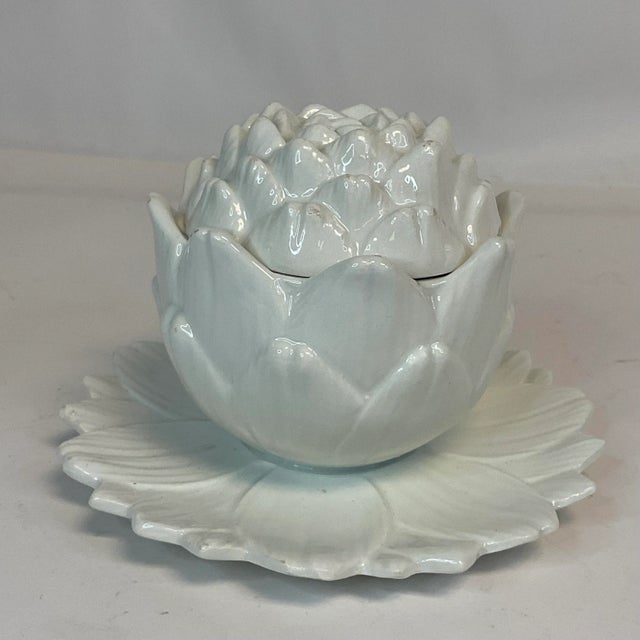 Mid-Century Italian Hollywood Regency Majolica Trompe L’Oeil Artichoke Bowls With Lids - Set of 4 For Sale - Image 11 of 12