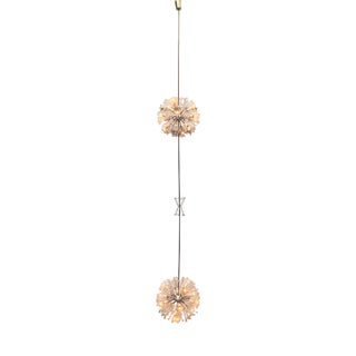 Mid-Century Modern Austrian Double Snowflake Light Installation in Glass and Metal by Emil Stejnar for Rupert Nikoll, Vienna, Austria, 1950s For Sale