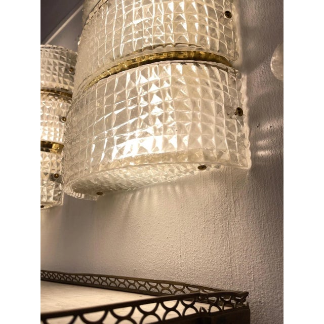 Murano Glass and Brass Barber Style Sconces - A Pair For Sale - Image 4 of 7