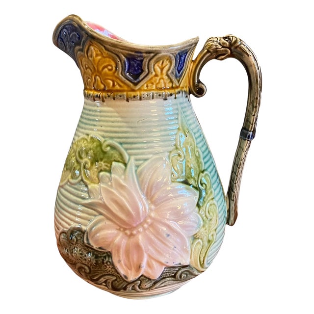 Majolica Pitcher Vase from Wasmuel, 1890s For Sale