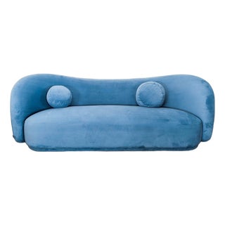 Rove Concepts Diane 3-Seat Modern Blue Velvet Sofa For Sale
